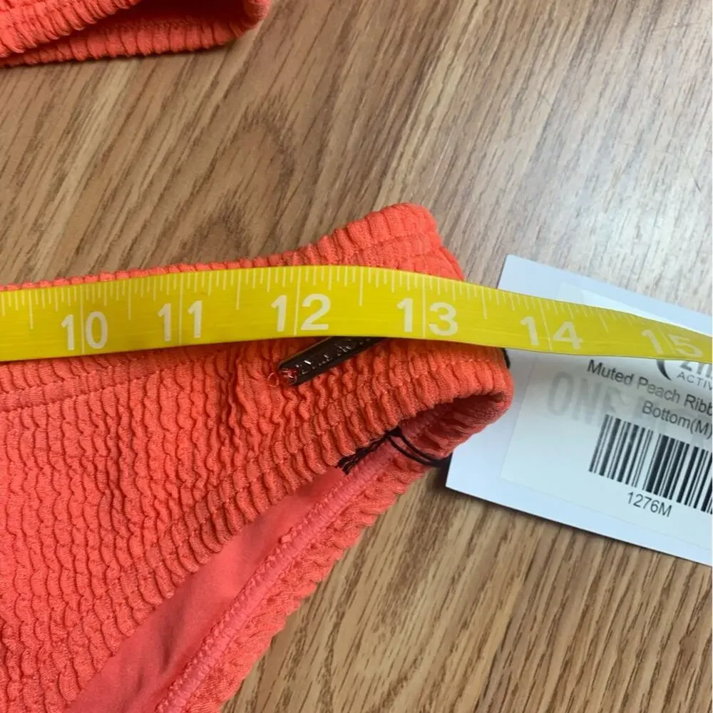 ZYIA size medium new muted peach ribbed Bikini Set orange two piece vaca travel